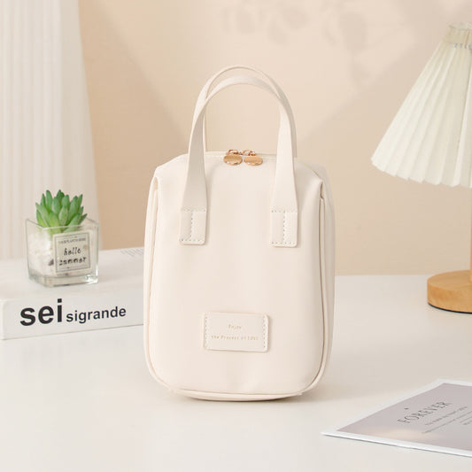 Mini Travel Cosmetic Bag - Compact Handle - Top Toiletry Organizer